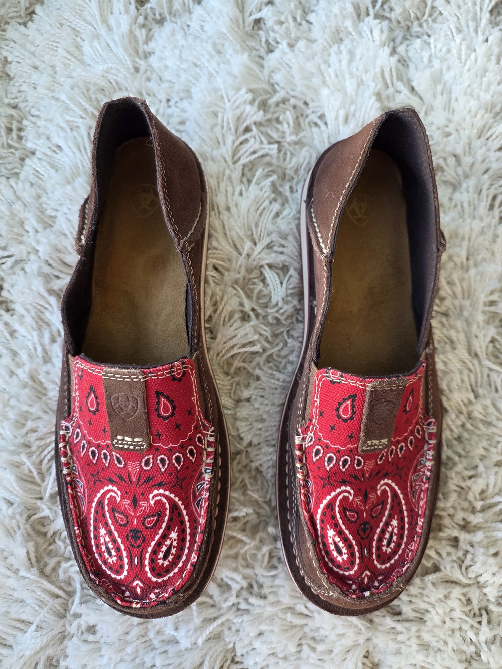 Ariat Palm Brown Red Paisley Slip On Cruiser Loafer Women's Sz8.5